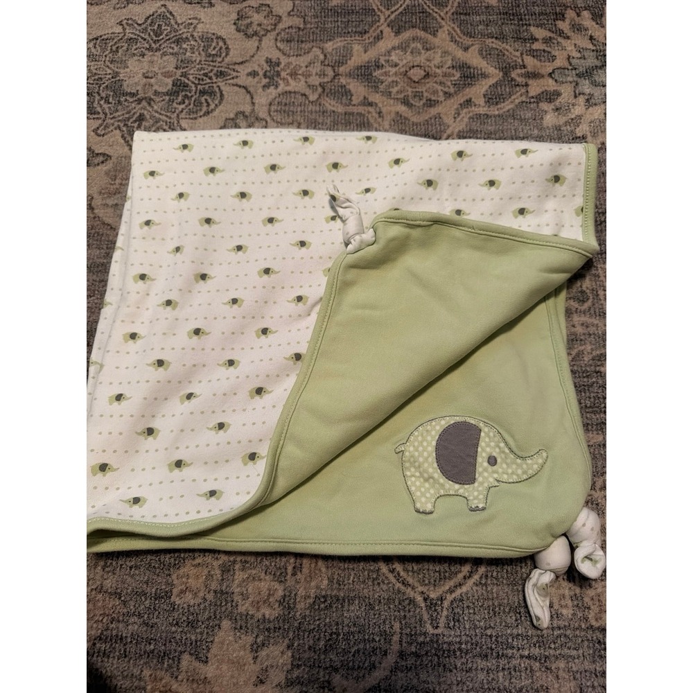 Vintage Gymboree Baby Blanket Green Elephant 2009